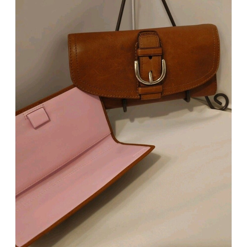 Coach VNTG Soho Leather Buckle Trifold Wallet, Checkbook Cover Pink Interior EUC